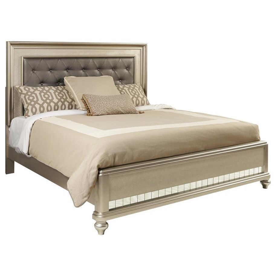Samuel Lawrence Diva King Panel Bed w/ Tufted Headboard Royal